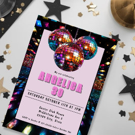 Invitación Disco Birthday Pink Black