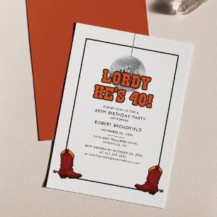 Invitación Disco Cowboy 40.º Fiesta de cumpleaños