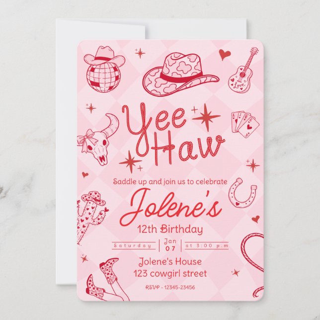 Invitación Disco Cowgirl Invitation (Anverso)