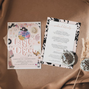Invitación Disco Cowgirl Nashville Pink Rodeo   Despedida de 
