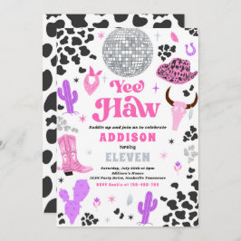 Invitación Disco Cowgirl Nashville Rodeo Rosa Fiesta de cumpl