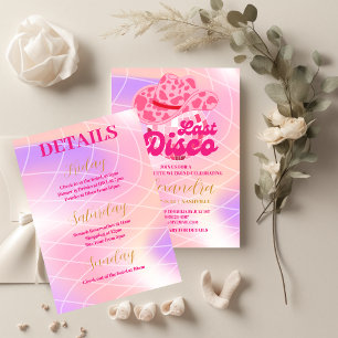 Invitación Disco Cowgirl Pink Rodeo Bachelorette