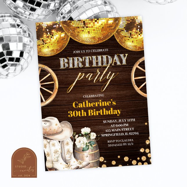 Invitación Disco Cowgirl Western Adult Bling Birthday Inv (Subido por el creador)