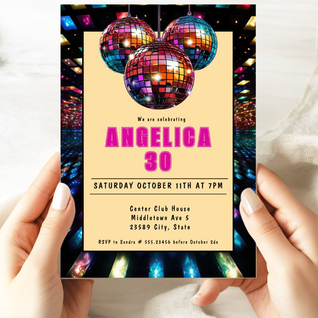 Invitación Disco Cumpleaños Magenta Black (Subido por el creador)