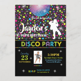 Invitación Disco Dance Birthday Party Invitation Boy