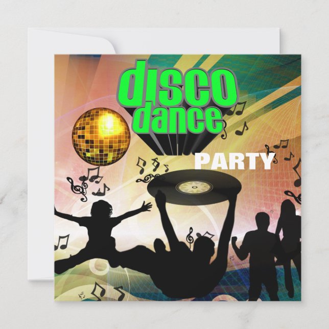 Invitación Disco Dance Fiesta Retro (Anverso)