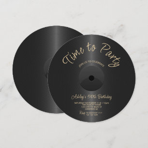 Invitación Disco de etiqueta negra cumpleaños 50