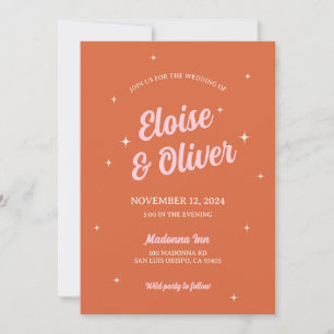 Invitación Disco de los años 70 Esparkles Boda retro moderno