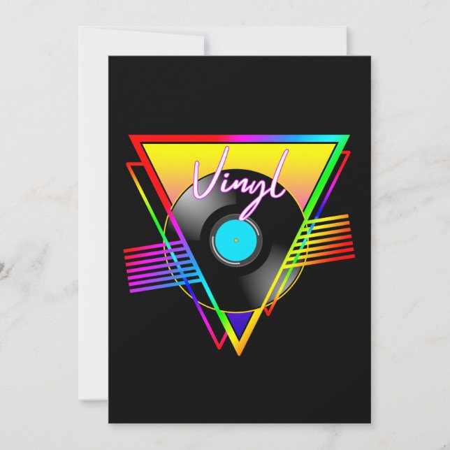 Invitación Disco de Música de Vinilo Colorido Arcoíris Retro (Anverso)