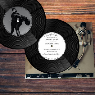 Invitación Disco de Música de Vinilo Retro para Save the Date