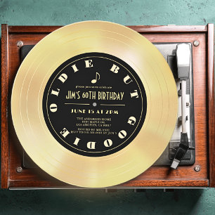 Invitación Disco de Oro/Disco de Vinilo Cumpleaños 60