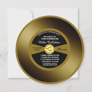 Invitación Disco de Oro Vinilo 45 Fiesta Sorpresa