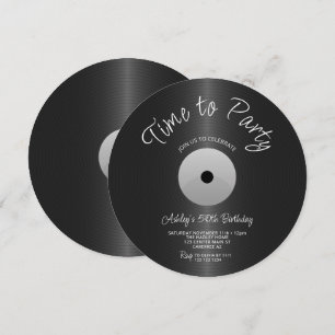 Invitación Disco de Plata Vintage Cumpleaños 50