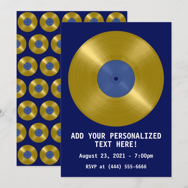 Invitación Disco de vinilo de oro (Anverso / Reverso)