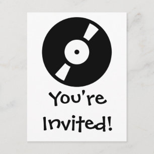 Invitación disco de vinilo retro