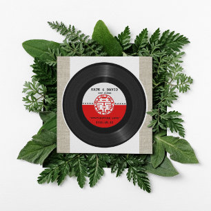 Invitación Disco de vinilo retro Doble Felicidad Boda