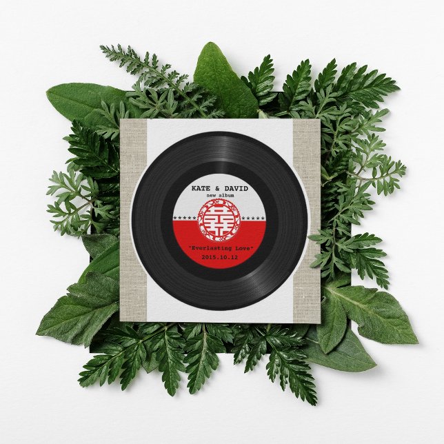 Invitación Disco de vinilo retro Doble Felicidad Boda (Subido por el creador)