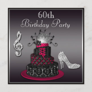 Invitación Disco Diva Cake y tacones Hot Pink
