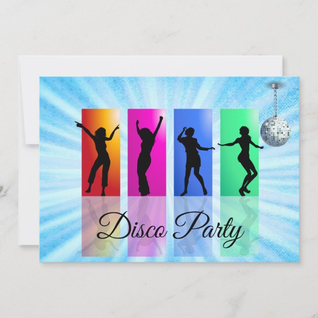 Invitación Disco Fiesta baile retro fiesta de cumpleaños (Anverso)