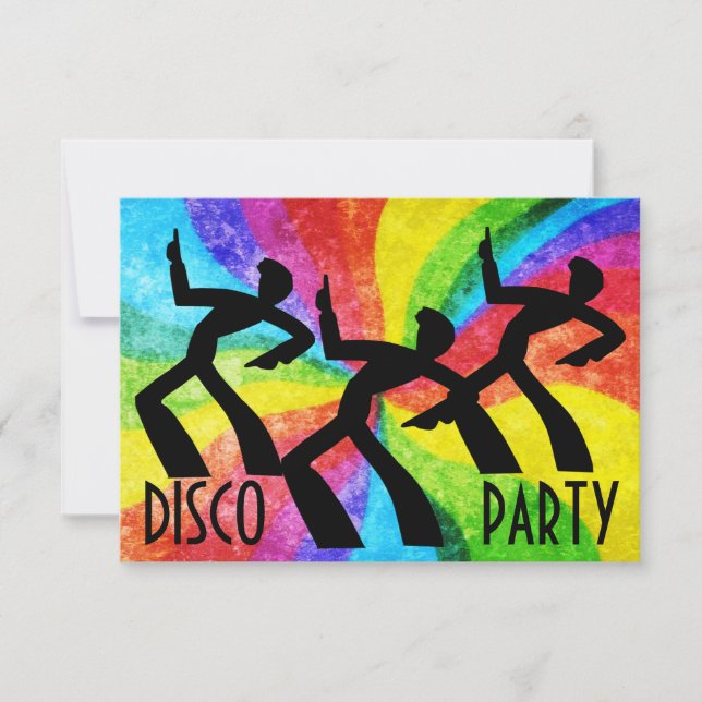 Invitación Disco Fiesta - Gente bailarina y nalgas arco iris (Anverso)