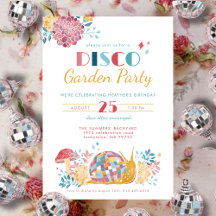 Disco Garden Fiesta Cute Cumpleaños