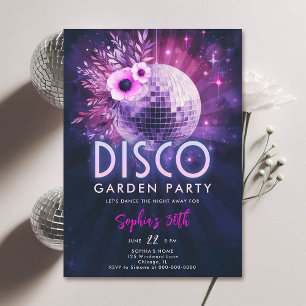 Invitación Disco Garden Fiesta Hot Pink Purple 30 cumpleaños