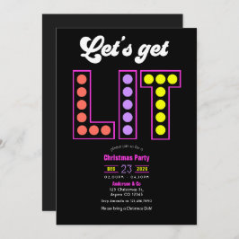 Invitación Disco Garland Let's Get Lit Retro Christmas Party