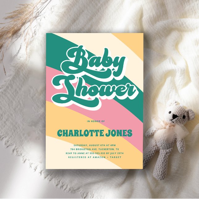 Invitación Disco Groovy Retro Baby Shower (Subido por el creador)