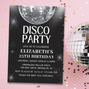 Invitación Disco Party   70'S Adults Birthday