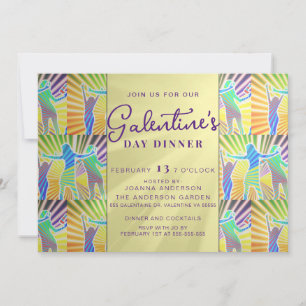 Invitación Disco Retro Faux Gold Galentine Dinner Brunch