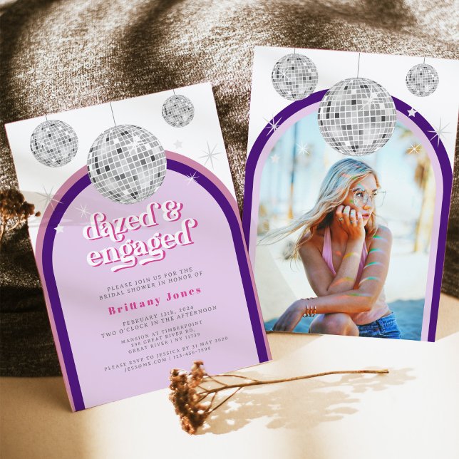 Invitación Disco retro rosa y púrpura Groove Ducha de novias (Subido por el creador)