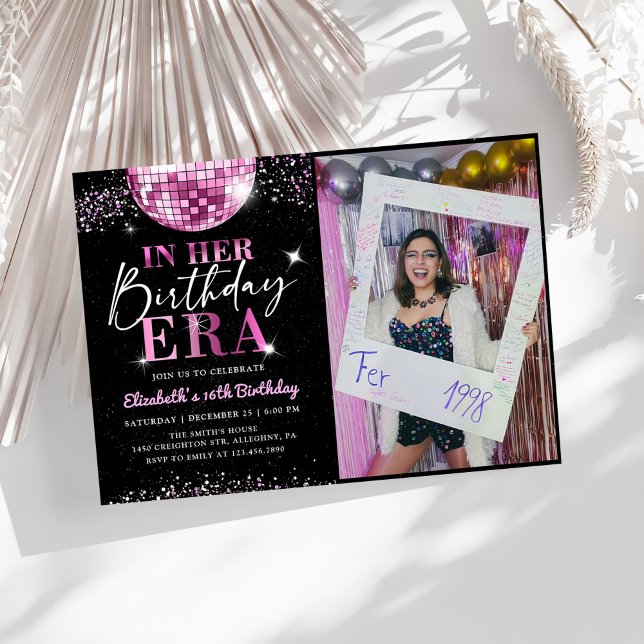 Invitación Disco rosa en la foto de cumpleaños de mi era de c (Subido por el creador)