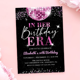 Invitación Disco rosa en mi cumpleaños