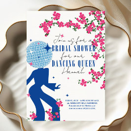 Invitación Disco Santorini Music Bougainvillea Bridal Shower