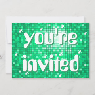 Invitación Disco Tiles Jade "estás invitado" texto amelia