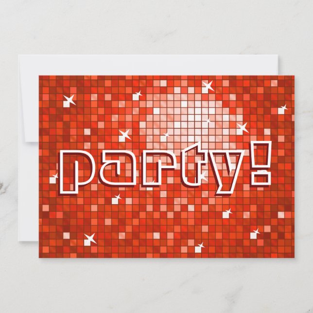 Invitación Disco Tiles Red 'fiesta!'invitación (Anverso)