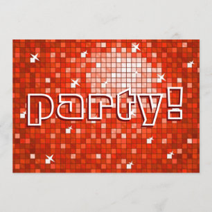 Invitación Disco Tiles Red 'fiesta!'invitación