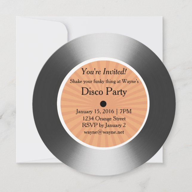 Invitación Disco vinílico plateado (Anverso)