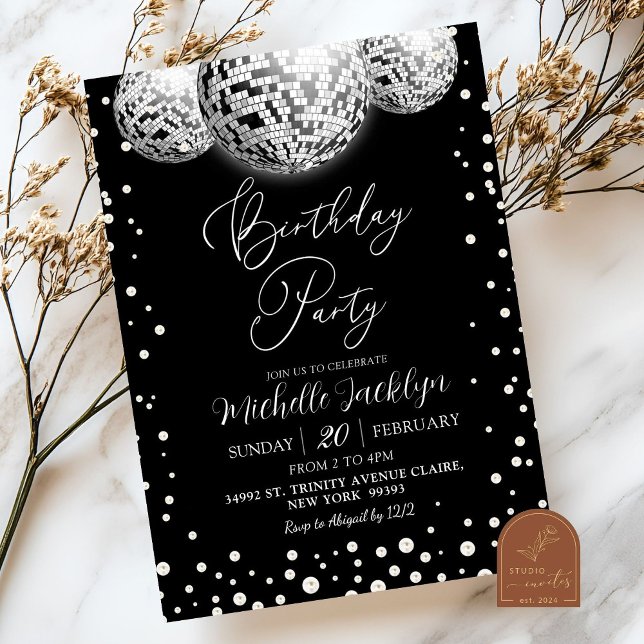 Invitación Disco y fiesta de cumpleaños de adultos Pearls (Subido por el creador)
