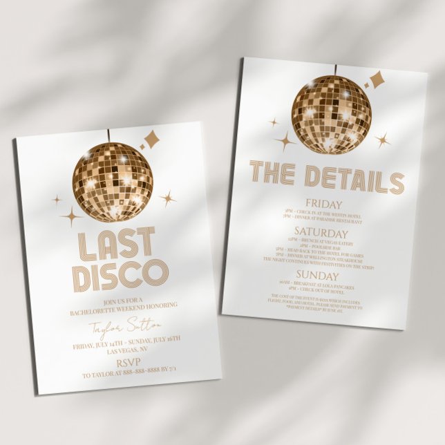 Invitación Discoteca Ball Last Disco Bachelorette Weekend Fie (Subido por el creador)