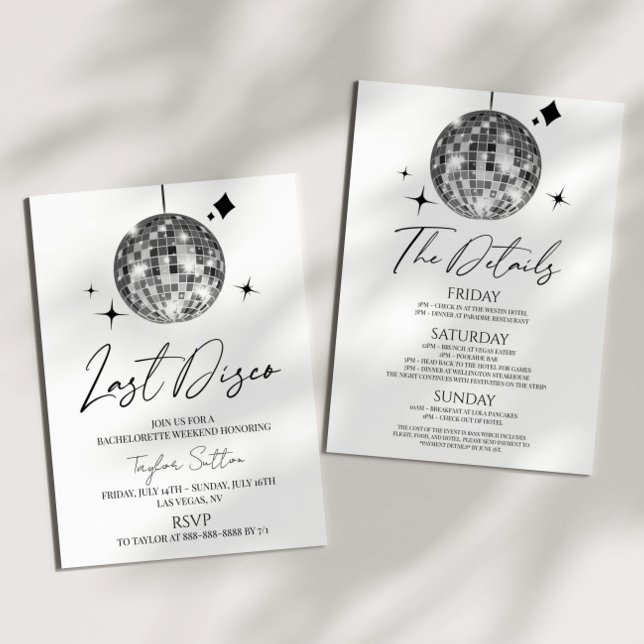 Invitación Discoteca Ball Last Disco Bachelorette Weekend Fie (Subido por el creador)