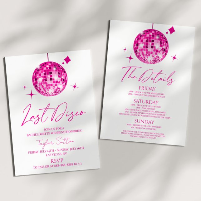 Invitación Discoteca Ball Last Disco Bachelorette Weekend Fie (Subido por el creador)