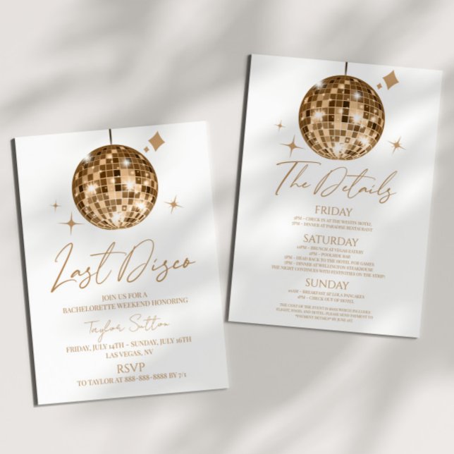 Invitación Discoteca Ball Last Disco Bachelorette Weekend Fie (Subido por el creador)