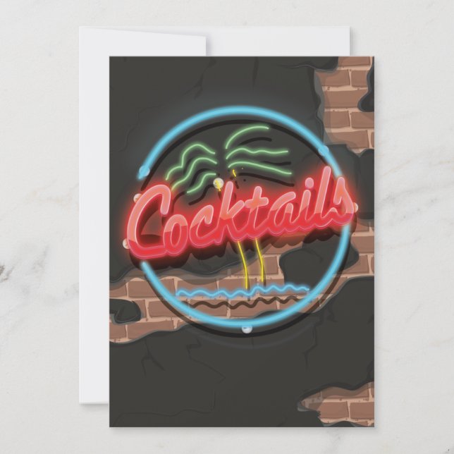 Invitación Discoteca de Cócteles Neon (Anverso)