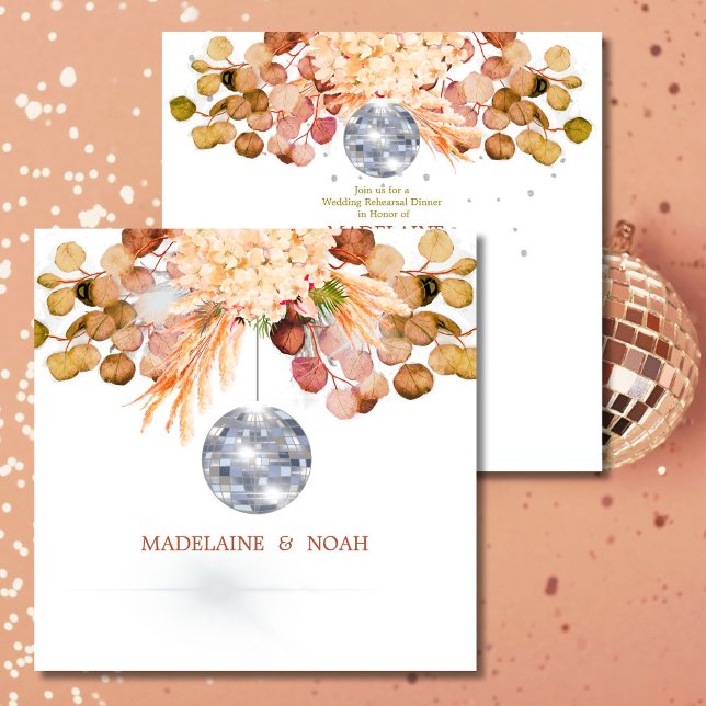Invitación Discoteca Floral Elegante Ensayo de Boda (Subido por el creador)