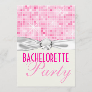 Invitación discoteca rosa chispeante fiesta de soltera