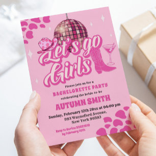 Invitación Discoteca rosa vamos a los Chicas Rodeo Bacheloret
