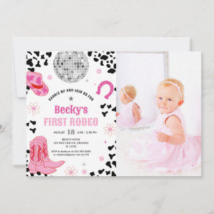 Invitación Discoteca rosada Primera niña de rodeo Primera fot
