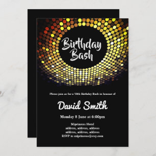 Invitación discoteca, vintage, baile de cumpleaños bash