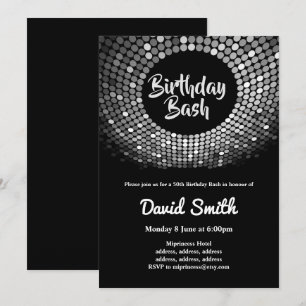 Invitación discoteca, vintage, baile de cumpleaños bash